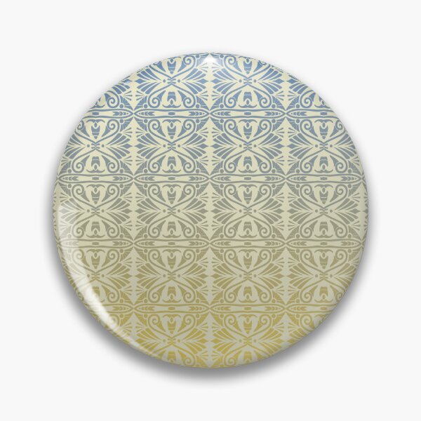 Item preview, Vintage Art Deco Damask Lace Motif Pattern Gold Blue designed and sold by Anna Lemos.