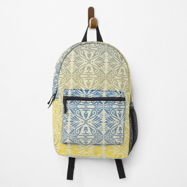 Item preview, Vintage Art Deco Damask Lace Motif Pattern Gold Blue designed and sold by Anna Lemos.