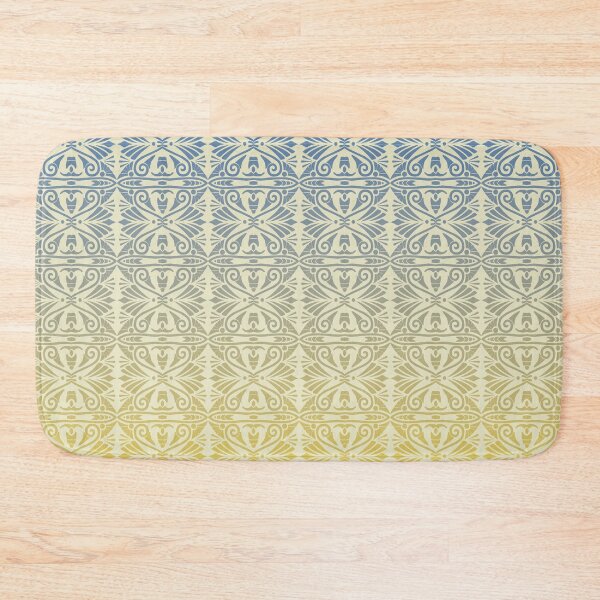 Item preview, Vintage Art Deco Damask Lace Motif Pattern Gold Blue designed and sold by Anna Lemos.