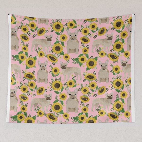 Item preview, French Bulldog sunflowers sunflower floral dog breed dog pattern pet friendly pet portrait by PetFriendly designed and sold by PetFriendly.