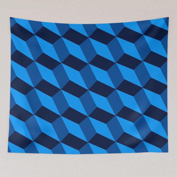 Item preview, 3d Cube Pattern Blue Platonic Solids designed and sold by Anna Lemos.