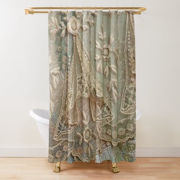 Beautiful Victorian Lace Print Shower Curtain