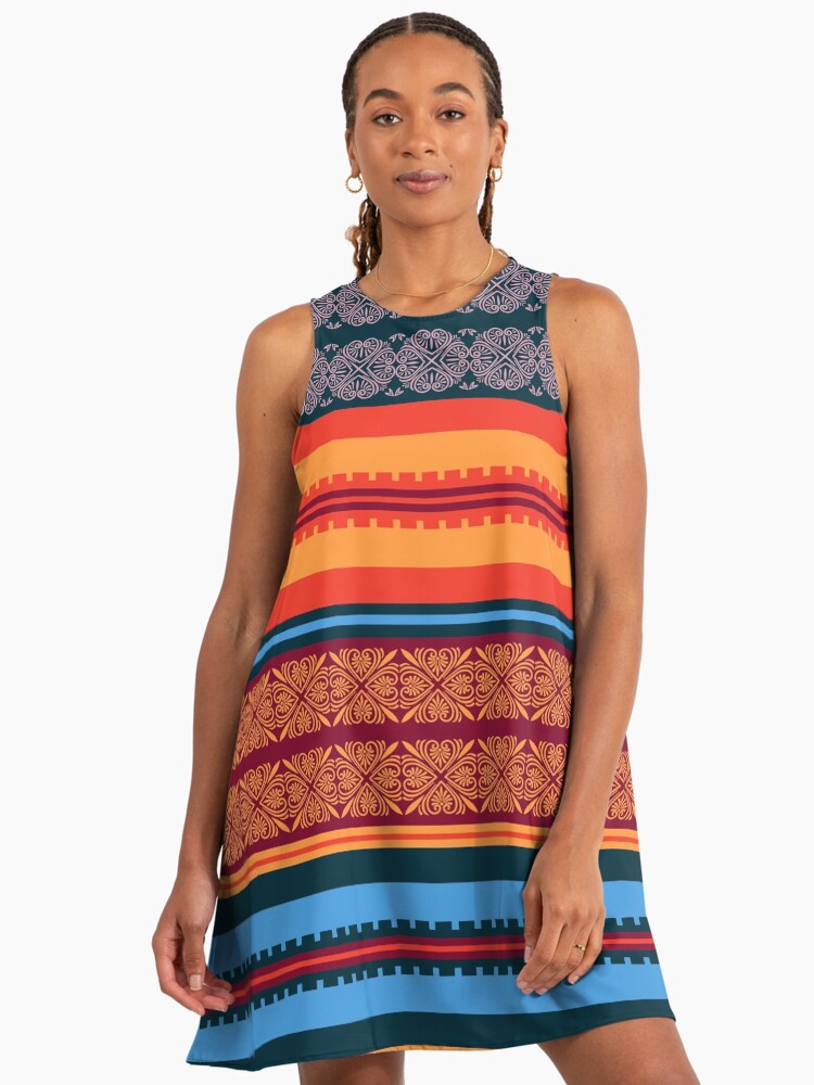 Traditional Ethnic Peruvian Inca Andean Pattern Peruvian A-Line Dress