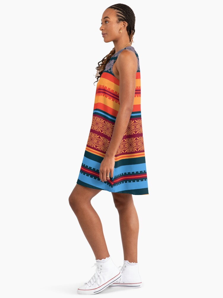 Traditional Ethnic Peruvian Inca Andean Pattern Peruvian A-Line Dress