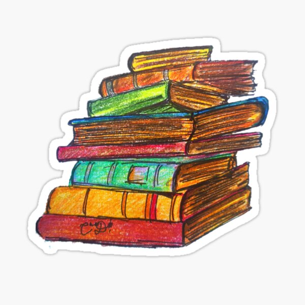 Stacked Books Stickers for Sale