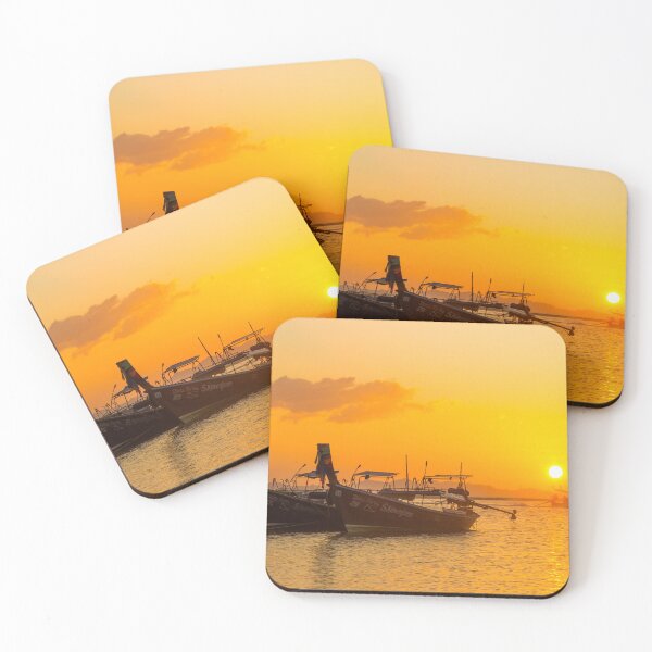 Item preview, Long tail boats at sunrise, Pak Meng Beach designed and sold by Kevin Hellon.
