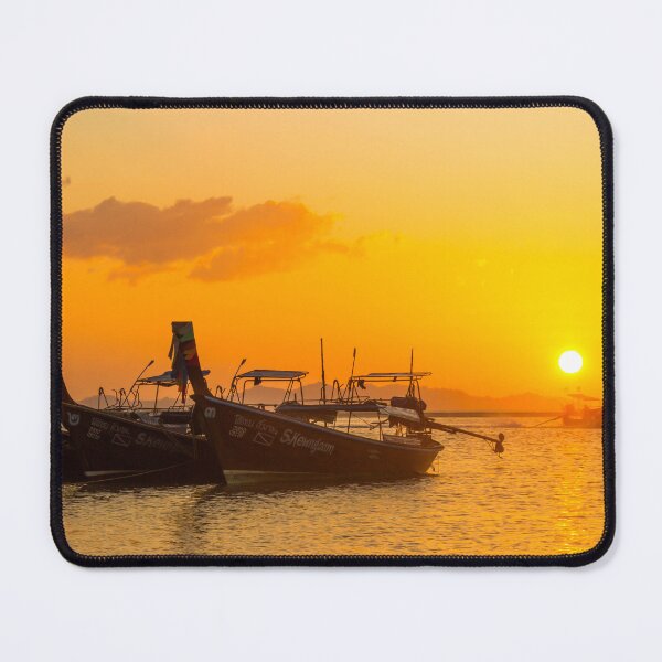 Item preview, Long tail boats at sunrise, Pak Meng Beach designed and sold by Kevin Hellon.