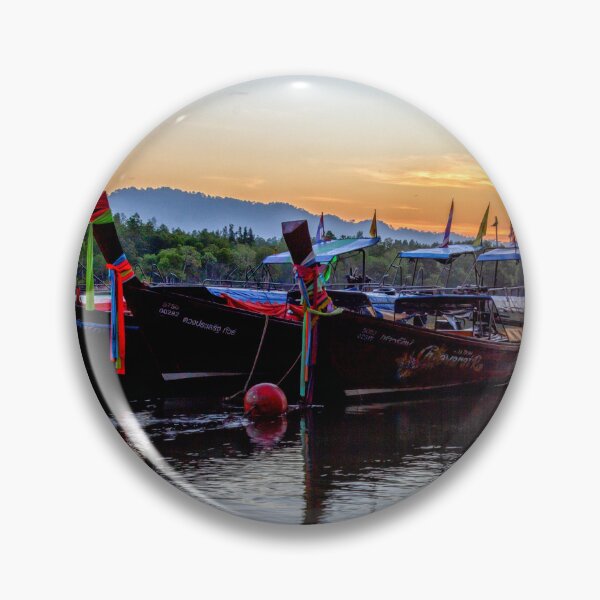 Item preview, Long tail boats moored in Psk Meng, Trang Province at sunrise. designed and sold by Kevin Hellon.