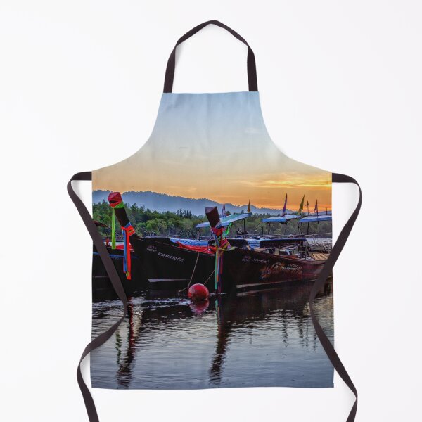 Item preview, Long tail boats moored in Psk Meng, Trang Province at sunrise. designed and sold by Kevin Hellon.