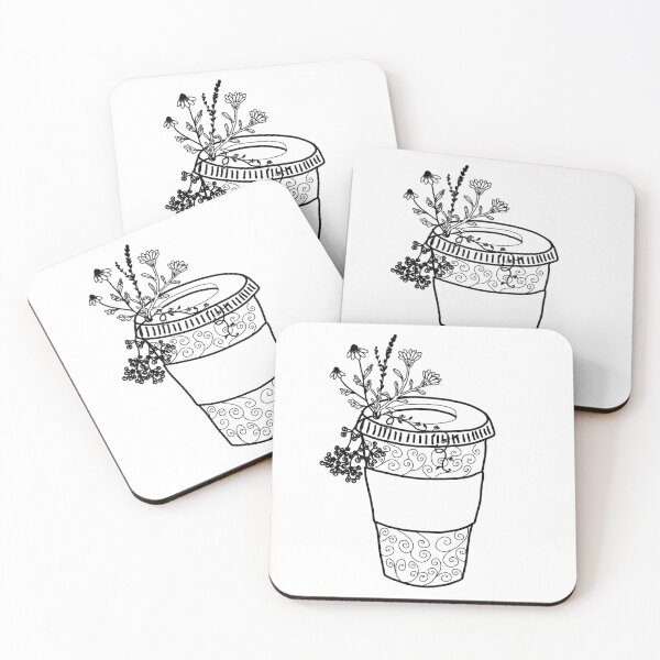 Item preview, Floral coffee outline designed and sold by csodermanart.
