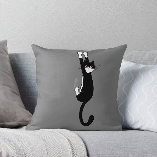 Item preview, Black and White Cat Hanging On | Funny Tuxedo Cat designed and sold by Jenn Inashvili.