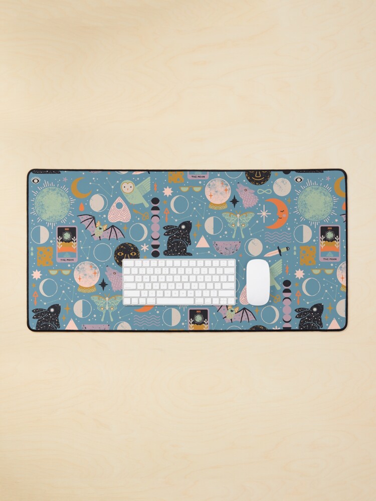 Thumbnail 1 of 5, Mouse Pad, Lunar Pattern: Blue Moon designed and sold by Camille Chew.