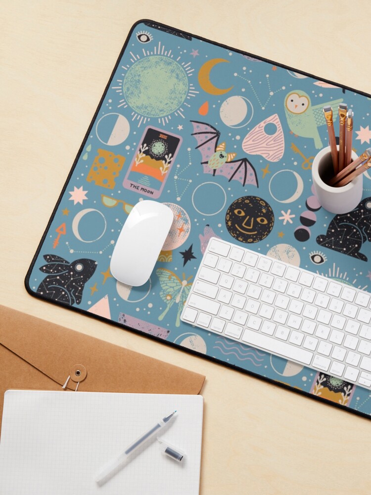 Thumbnail 3 of 5, Mouse Pad, Lunar Pattern: Blue Moon designed and sold by Camille Chew.