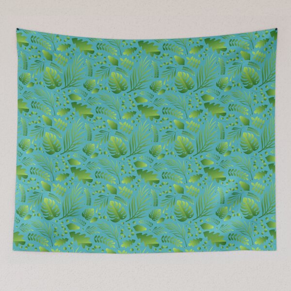 Item preview, Ocean blue and green ferns and philodendrons designed and sold by Candice Davis.
