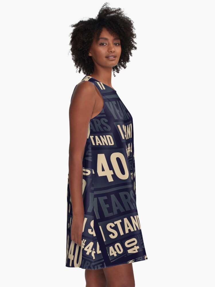 Thumbnail 2 of 4, A-Line Dress, #40YEARSISTAND - 40 YEARS I STAND (Navy &Tan) designed and sold by kinkatstyle.