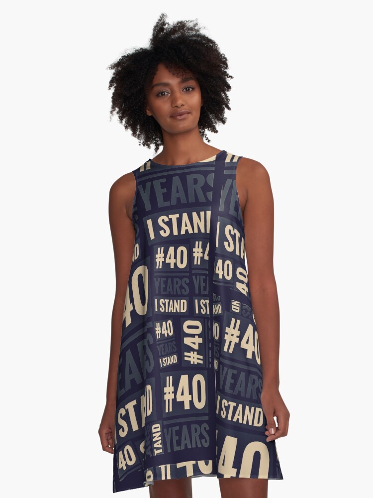 Thumbnail 1 of 4, A-Line Dress, #40YEARSISTAND - 40 YEARS I STAND (Navy &Tan) designed and sold by kinkatstyle.