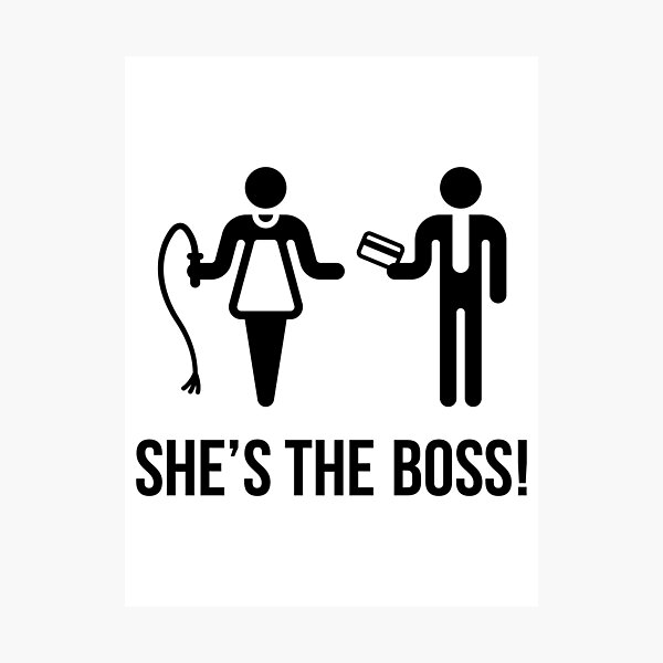 "She's The Boss! (Wife & Husband / Black)" Photographic Prin