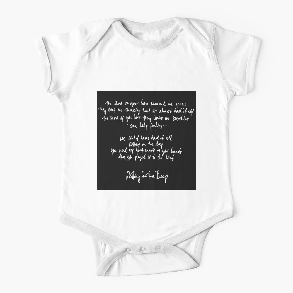 Rolling In The Deep Handwritten Lyrics Adele Baby One Piece By Daydreameruk Redbubble