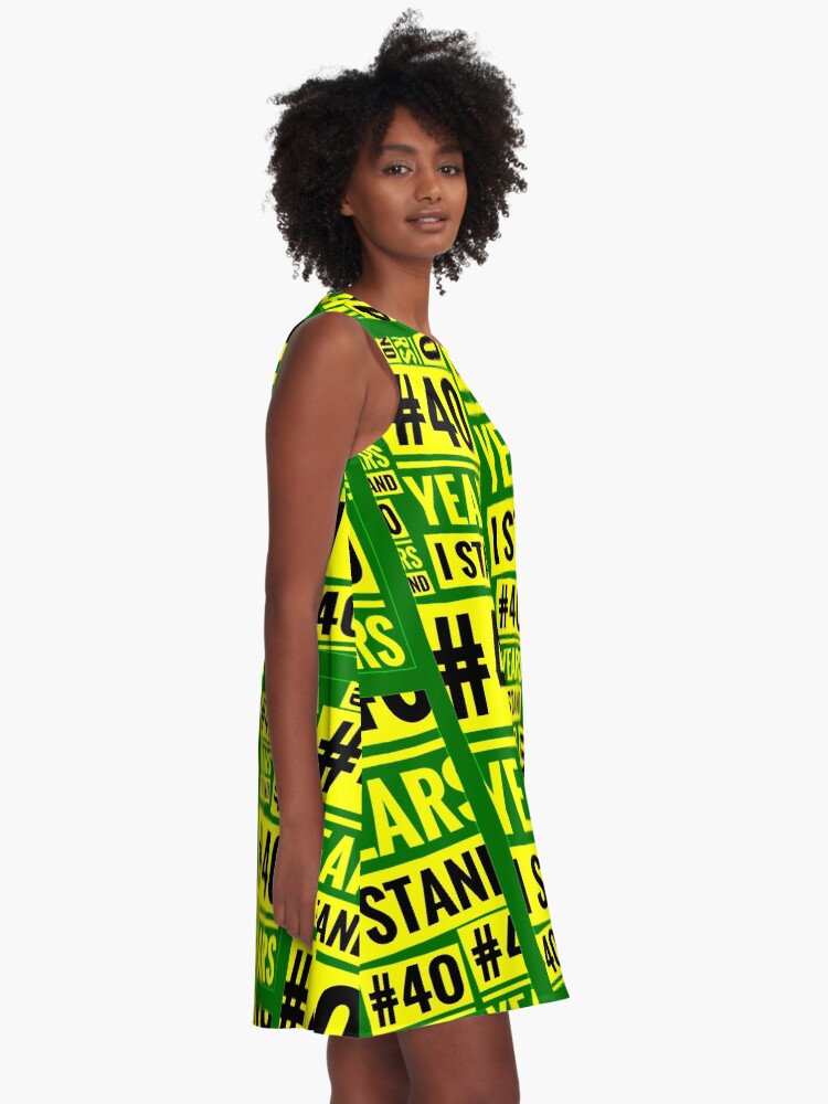 Thumbnail 2 of 4, A-Line Dress, #40YEARSISTAND - 40 YEARS I STAND (Green & Yellow) designed and sold by kinkatstyle.