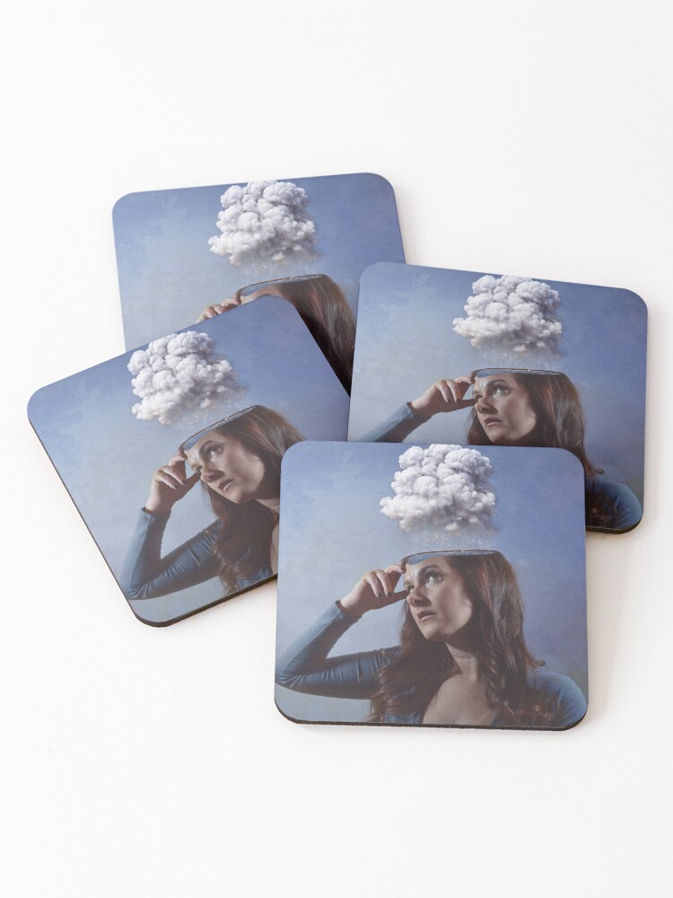 Thumbnail 1 of 5, Coasters (Set of 4), Dodging Raindrops designed and sold by AndroidAmy.
