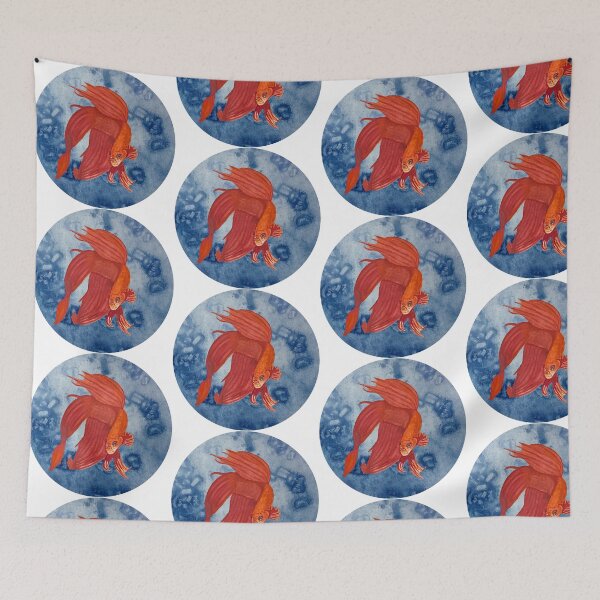 Item preview, betta fish in watercolor designed and sold by altairaleon.