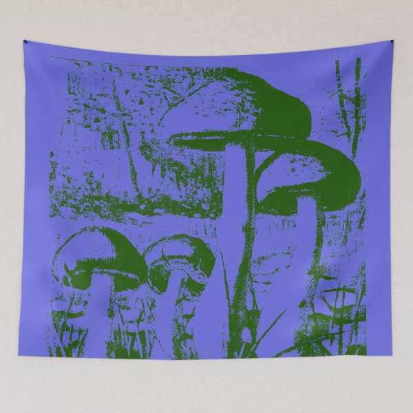 Item preview, Vintage Mushroom Simplified Sketch on Periwinkle designed and sold by DelynCreates.