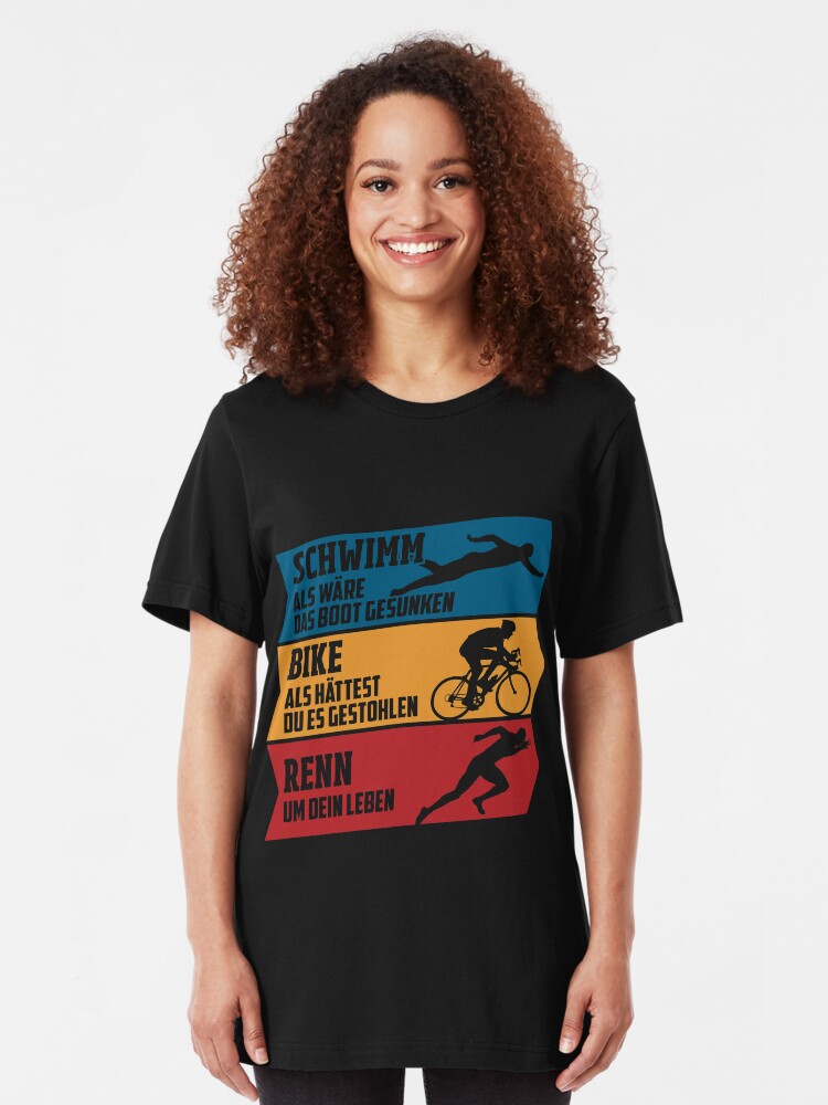 Alternative Ansicht von Triathlon - Schwimm als wäre das Boot gesunken Slim Fit T-Shirt