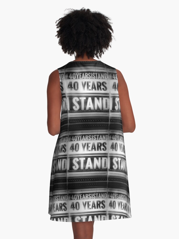 Thumbnail 3 of 4, A-Line Dress, #40YearsIStand - Inkster B&W designed and sold by kinkatstyle.