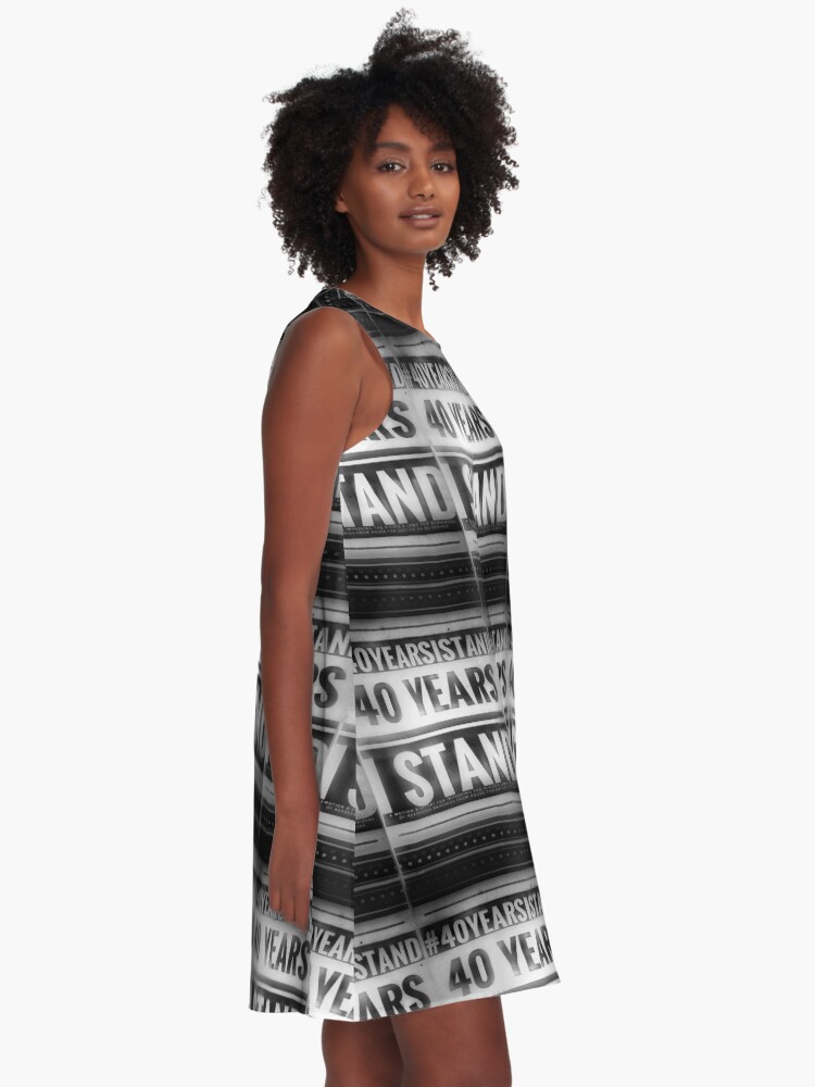 Thumbnail 2 of 4, A-Line Dress, #40YearsIStand - Inkster B&W designed and sold by kinkatstyle.
