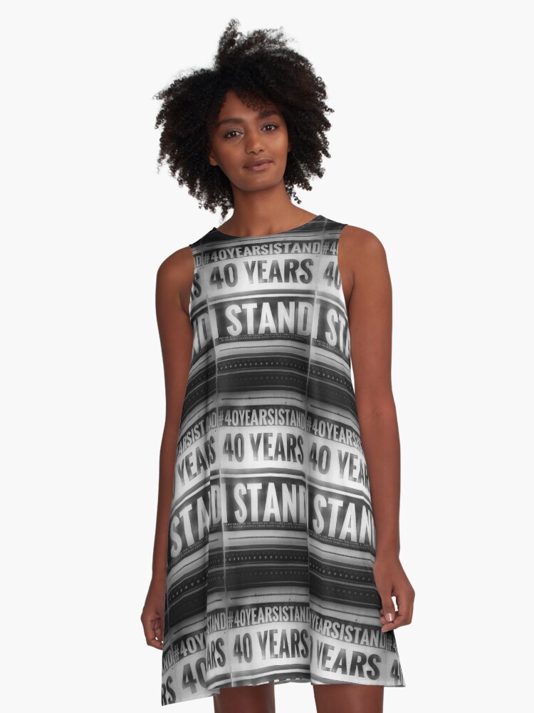 Thumbnail 1 of 4, A-Line Dress, #40YearsIStand - Inkster B&W designed and sold by kinkatstyle.