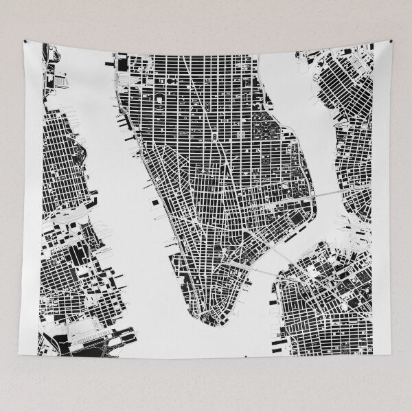 Item preview, New York city map black and white designed and sold by PlanosUrbanos.
