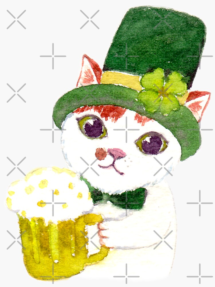 Tommy the Cat drinking beer on St Patrick's Day by whya
