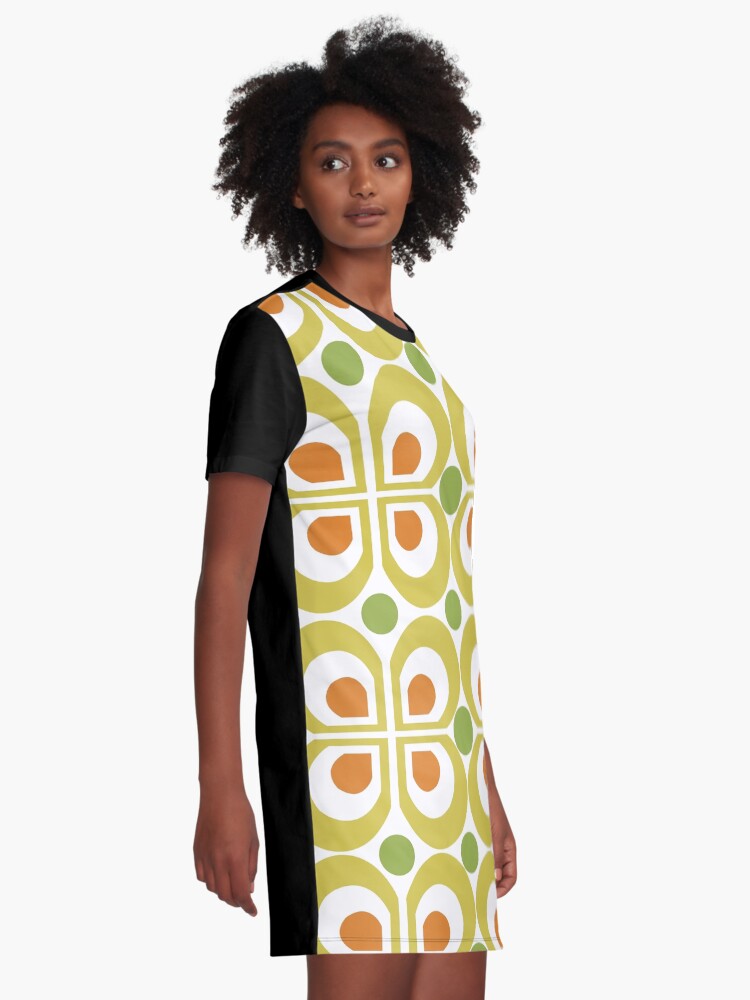 Alternate view of Retro 60s Pattern Graphic T-Shirt Dress