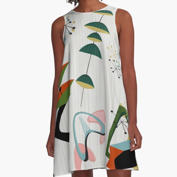 Retro Eames-Ära Atom inspiriert A-Linien Kleid