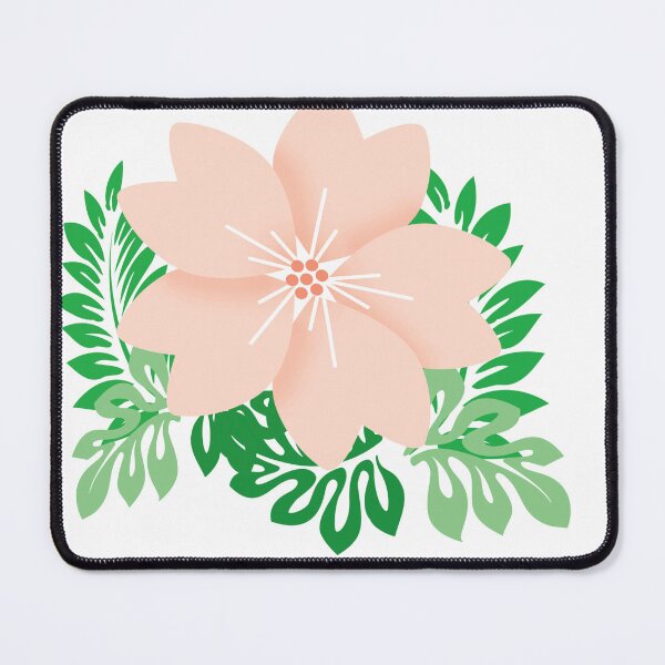Item preview, Peach Pink Flower with Tropical Leaves (White Background) designed and sold by burbankdesigns.