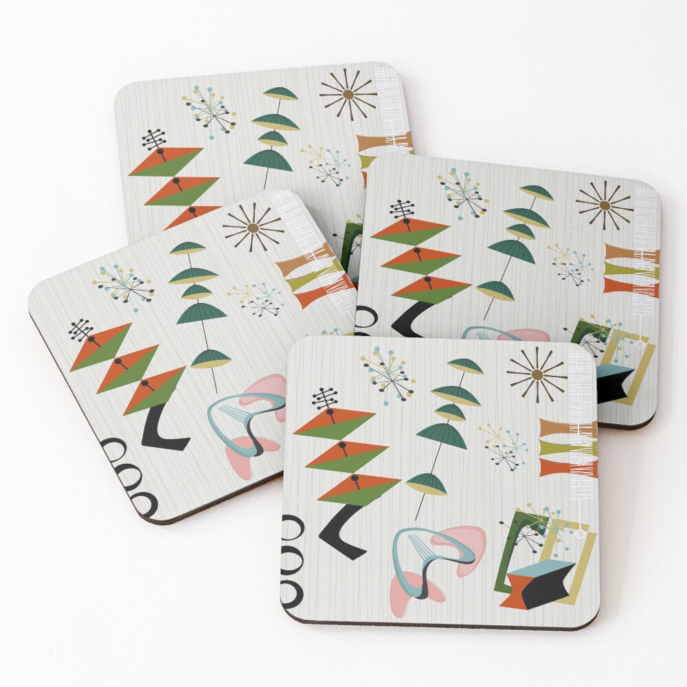 Retro Eames-Era Atomic Inspired Coasters (Set of 4)