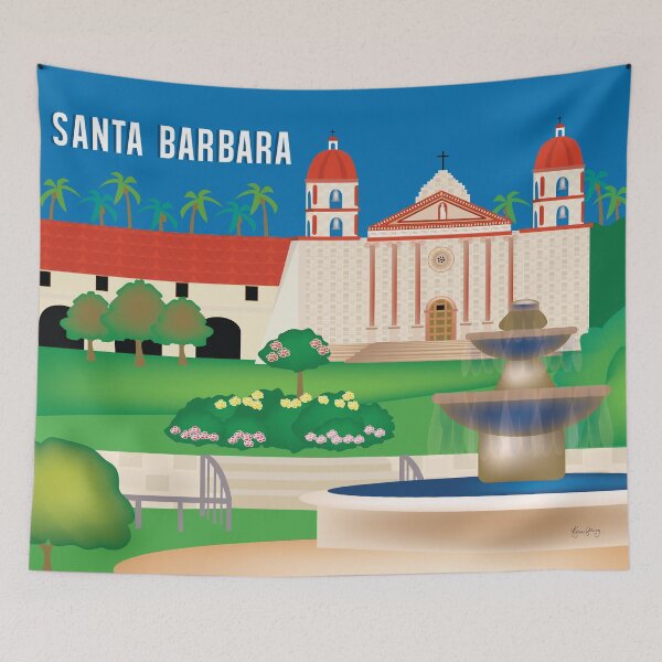 Item preview, Santa Barbara, California - Skyline Illustration by Loose Petals designed and sold by LoosePetals.