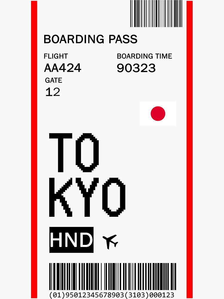 Tokyo Boarding Pass Flight Airplane Fake Ticket Sticker For Sale By Paradisemundo Redbubble