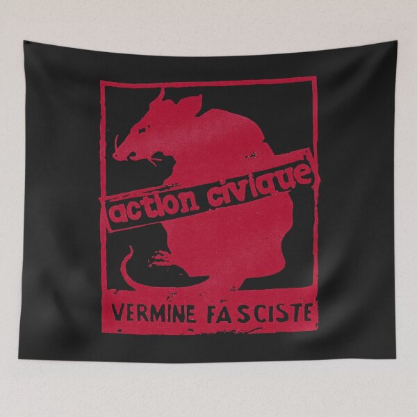 Item preview, ! new ! paris revolt, mai  'action civique, vermine fasciste' original in deep red on designed and sold by DeniseGrier1.