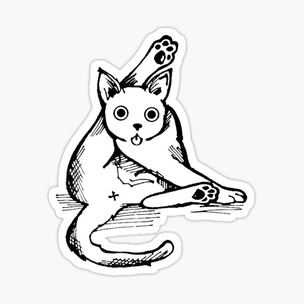 Kitty Cat Caught Licking Butt Sticker For Sale By 