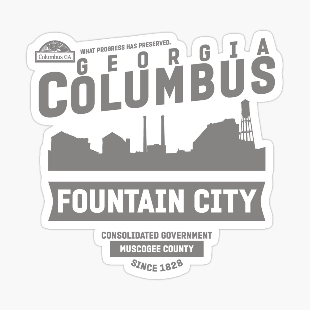 Columbus Georgia Downtown City Skyline Silhouette On The Riverwalk Typography Design Poster By Jakerhodes Redbubble