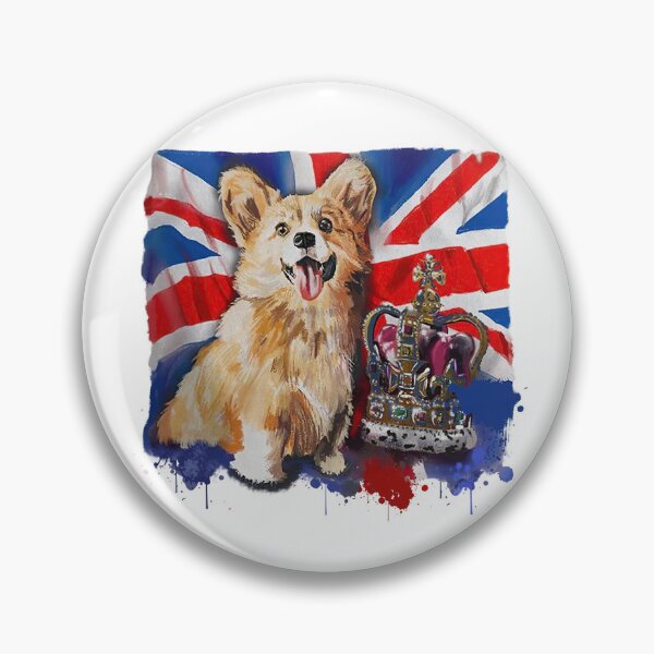 Item preview, Union Jack Heart The Queen Royal Corgi designed and sold by ElainaNienow.