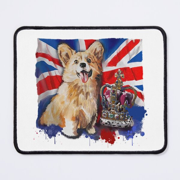 Item preview, Union Jack Heart The Queen Royal Corgi designed and sold by ElainaNienow.