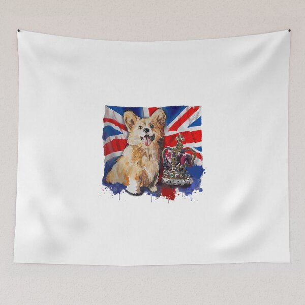 Item preview, Union Jack Heart The Queen Royal Corgi designed and sold by ElainaNienow.