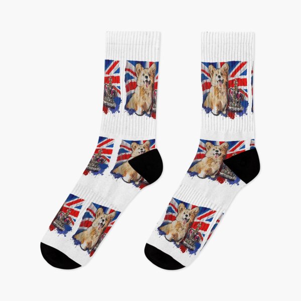 Item preview, Union Jack Heart The Queen Royal Corgi designed and sold by ElainaNienow.