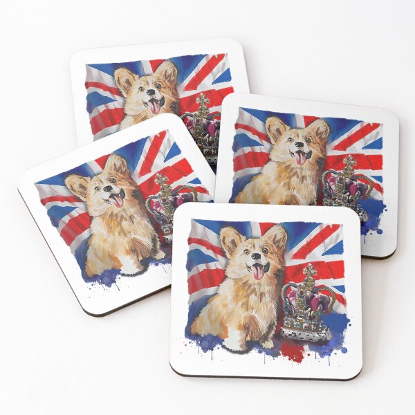 Item preview, Union Jack Heart The Queen Royal Corgi designed and sold by ElainaNienow.