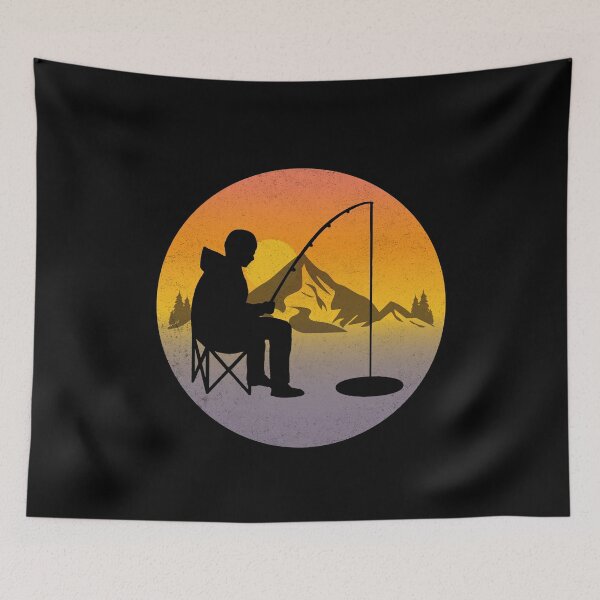 Item preview, Ice Fishing Fisher Winter Camping Mountain Nature designed and sold by CuteDesigns1.