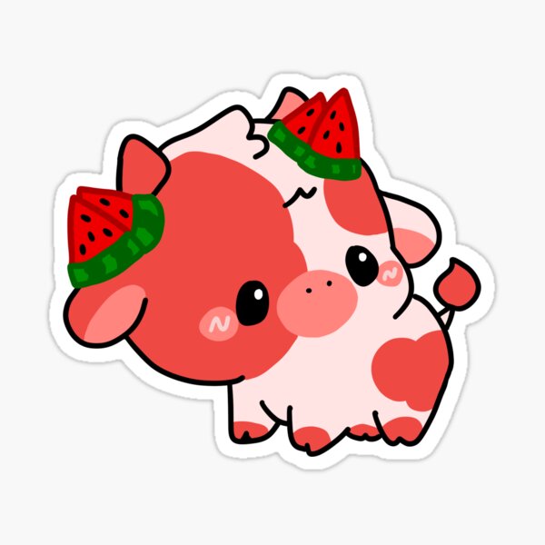 Watermelon Cow Sticker By Rafinatrends Redbubble