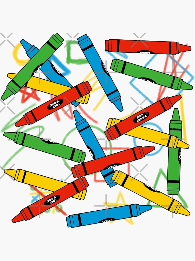 "Fancy Crayons with doodles" Sticker by DiaperedFancy Redbubble