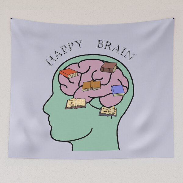 Item preview, happy brain with books art. designed and sold by Pattern Petals.
